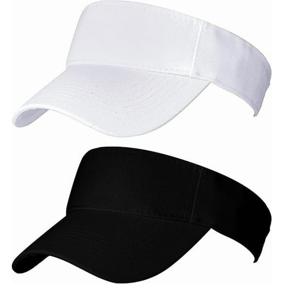 Sport Sun Visor Hats 2 Pack, Cotton Adjustable Sun Protection Empty Top Baseball Cap, Outdoor Sun Sports Visor Ball Caps for Women and Men Golf Cycling Tennis Running