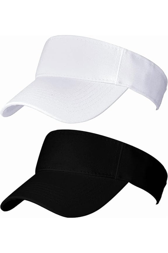 Sport Sun Visor Hats 2 Pack, Cotton Adjustable Sun Protection Empty Top Baseball Cap, Outdoor Sun Sports Visor Ball Caps for Women and Men Golf Cycling Tennis Running