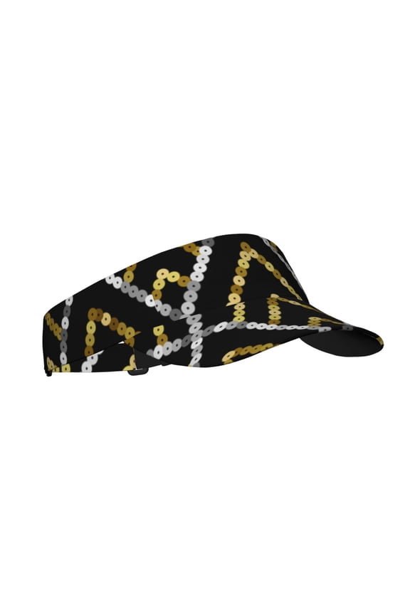 Sport Sun Visor Hats Adjustable Summer Empty Top Cap for Women Men , Golden Sequin Glitter Geometric