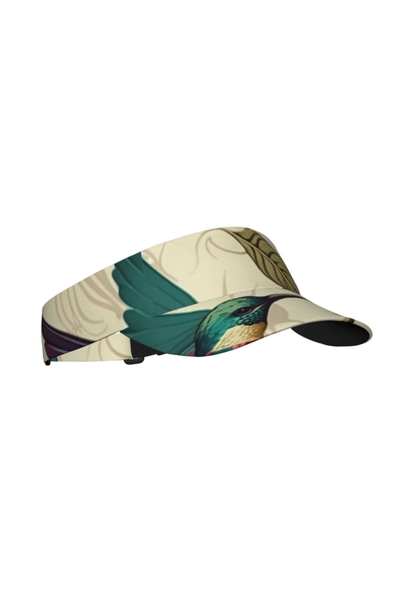 Sport Sun Visor Hats Adjustable Summer Empty Top Cap for Women Men , Hummingbird Art Vintage