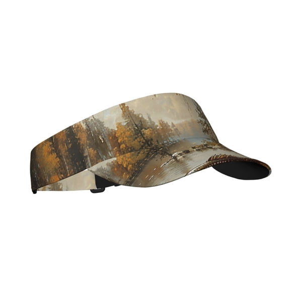 Sport Sun Visor Hats Adjustable Summer Empty Top Cap for Women Men , Hunting Cabin Fish Leaf Fishing Vintage