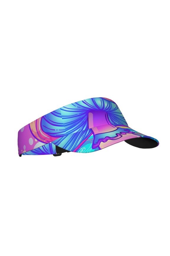 Sport Sun Visor Hats Adjustable Summer Empty Top Cap for Women Men , Magic Mushroom Geometry Psychedelic
