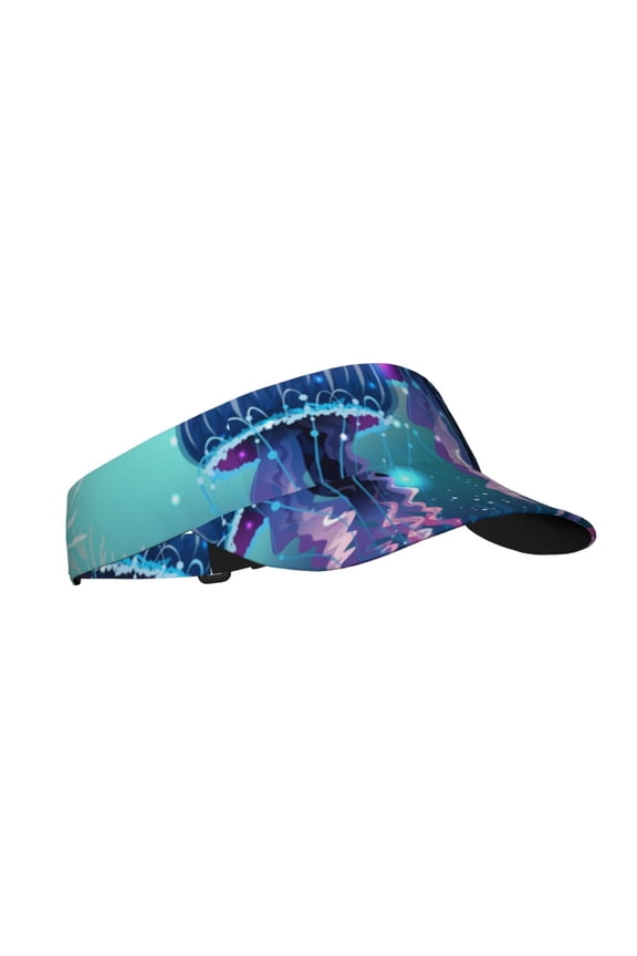 Sport Sun Visor Hats Adjustable Summer Empty Top Cap for Women Men , Magic Neon Light Jellyfish