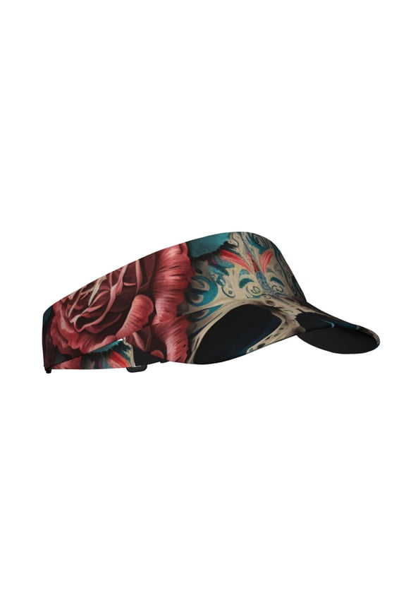 Sport Sun Visor Hats Adjustable Summer Empty Top Cap for Women Men , Mexican Skull Roses Day Of The Dead