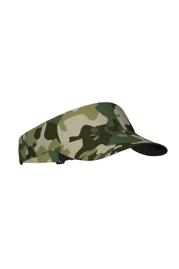 Sport Sun Visor Hats Adjustable Summer Empty Top Cap for Women Men , Military Camouflage Green Camo