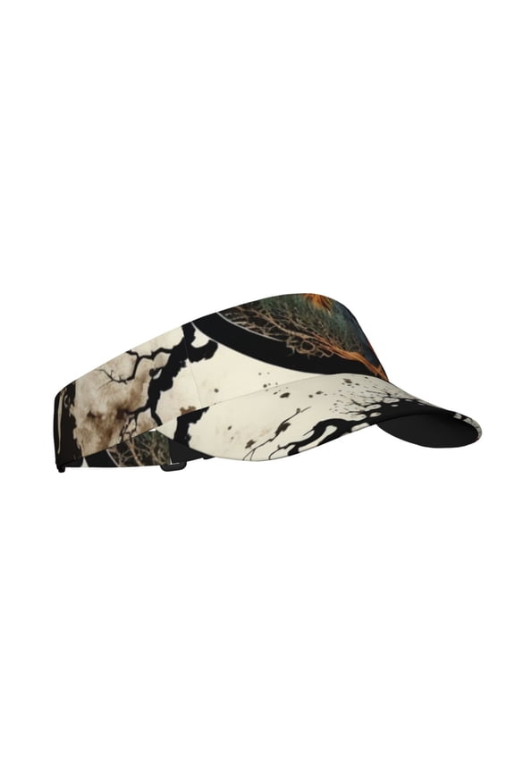 Sport Sun Visor Hats Adjustable Summer Empty Top Cap for Women Men , Round Oriental Symbol Burning