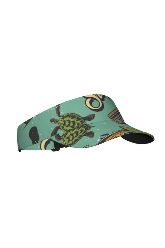 Sport Sun Visor Hats Adjustable Summer Empty Top Cap for Women Men , Surfing Vintage Shark Hawaii Turtle Tiki
