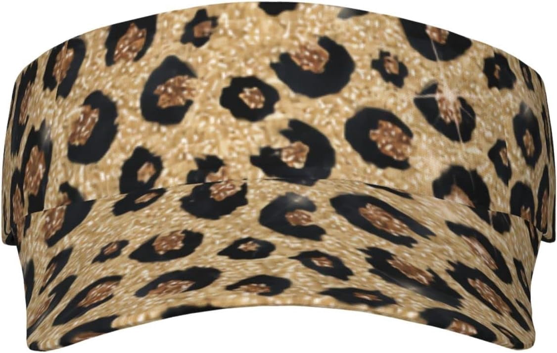 Sport Sun Visor Hats Gold Glitter Black Leopard Cap Sun Caps for Women ...