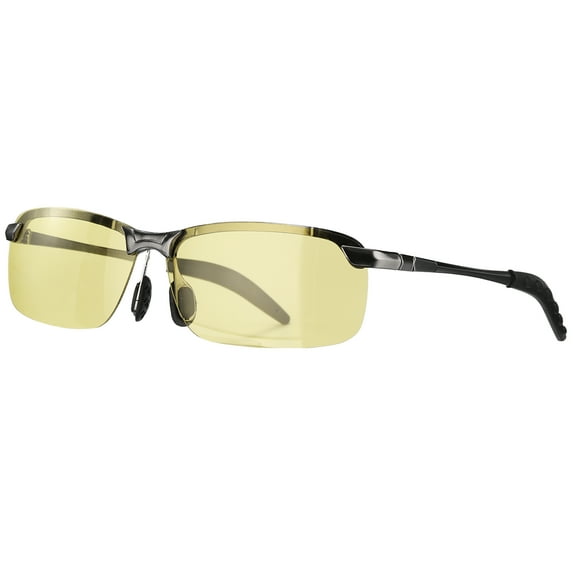 Sport Sunglasses Cycling Polarized Sun Glasses for Men Mountain Bike Bicycle Driving Fishing Running, Gun Gray/Yellow Gray