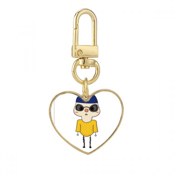 Sport Swim Competition Float Strenth UU Gold Heart Keychain Metal Keyring Holder