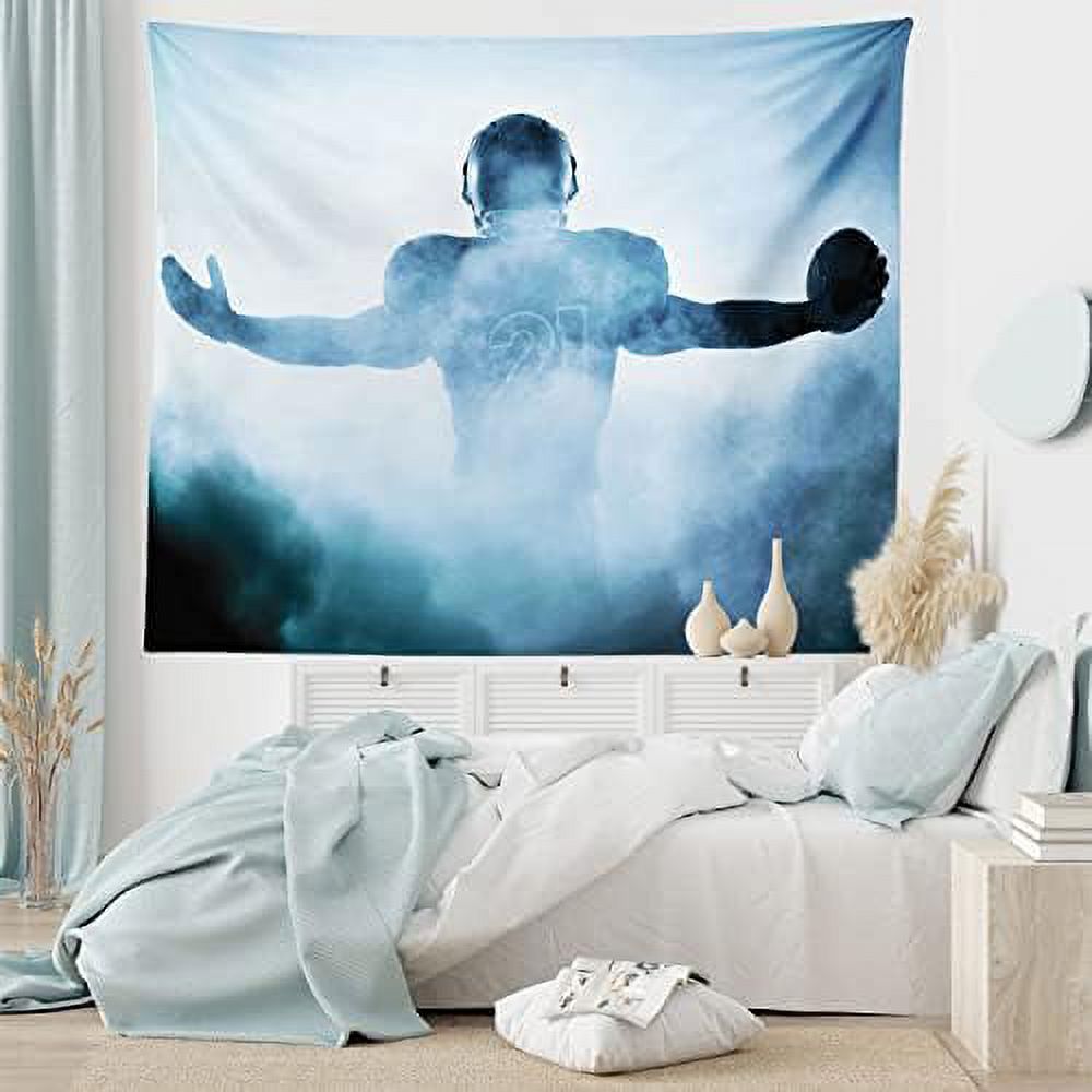Sport Tapestry, Heroic Shaped Player Standing in Fog Playground Sports