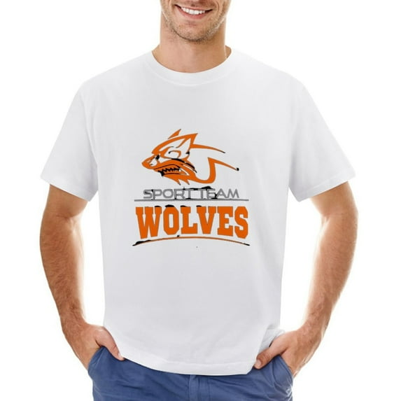 Sport Team Wolves Men’s Graphic T-shirt Vintage Short Sleeve Sport Tee White L