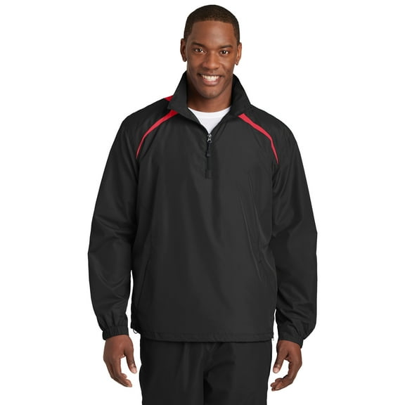 Sport-Tek 1/2Zip Wind Shirt (JST75) Black/True Red, XS