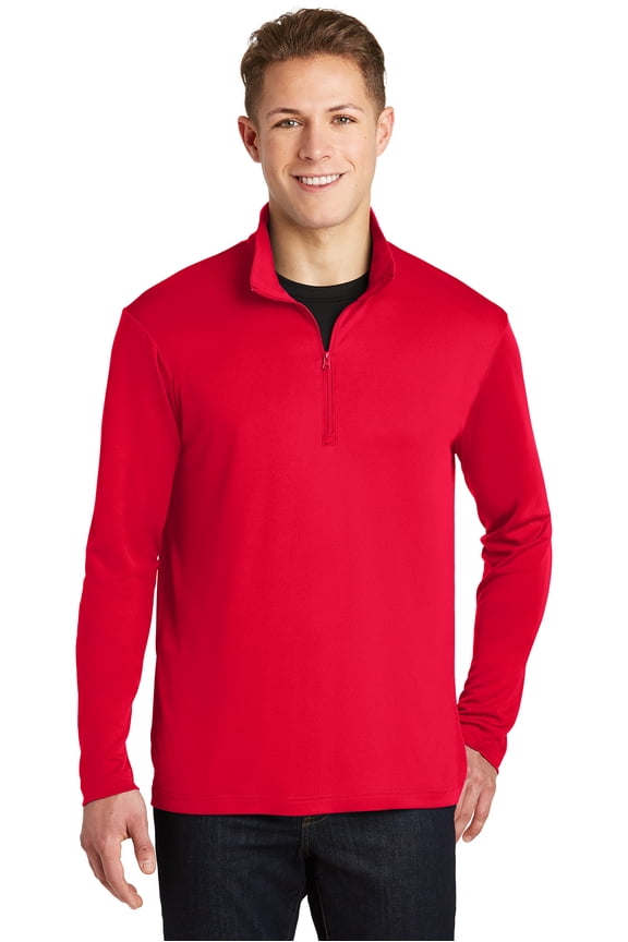 Sport Tek 1185553 Mens PosiCharge Competitor 1 by 4 Zip Pullover, True Red - Medium
