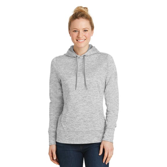 Sport Tek 1234302 Ladies PosiCharge Electric Heather Fleece Hooded Pullover for LST225, Silver Electric - Small