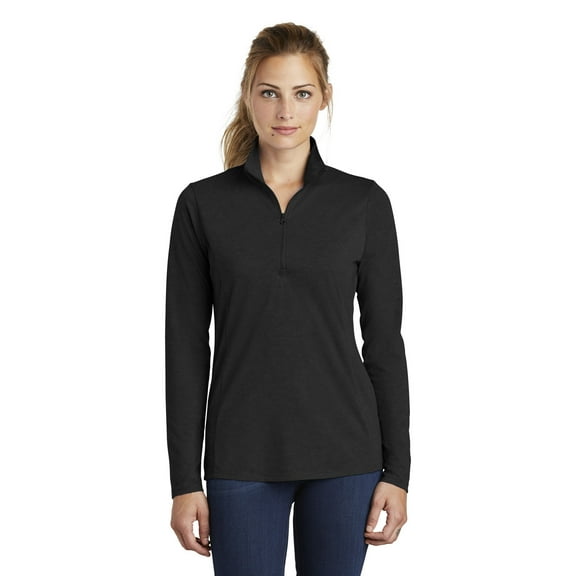 Sport Tek Adult Female Women Electric Heather Pullover Black Triad So Medium