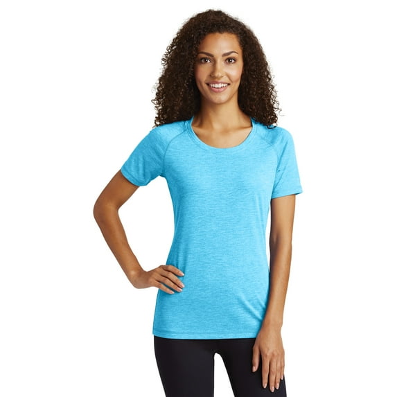 Sport Tek Adult Female Women Electric Heather T-Shirt Pond Blue Hthr Small