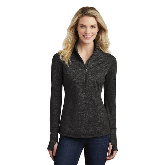 Sport Tek Adult Female Women Heather Long Sleeves Pullover Black X-Large