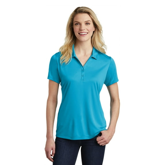 Sport Tek Adult Female Women Plain Short Sleeves Polo Atomic Blue Small