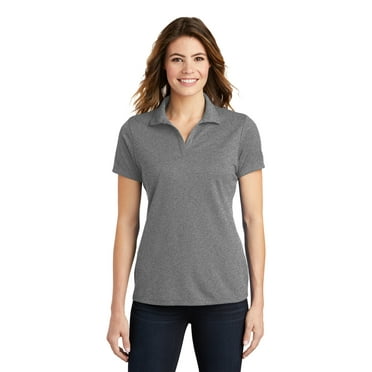 Sport Tek Adult Female Women Plain Short Sleeves Polo Grey Heather Small