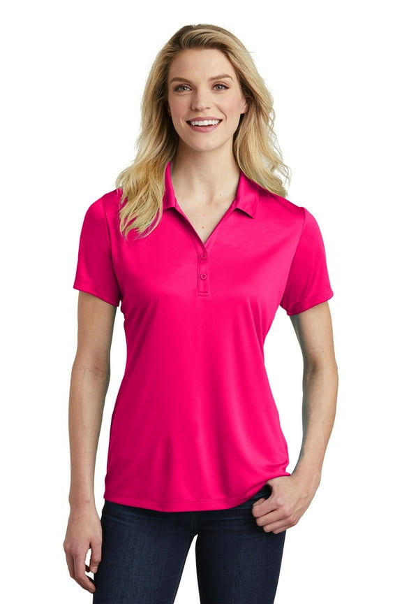 Sport Tek Adult Female Women Plain Short Sleeves Polo Pink Raspberry Medium