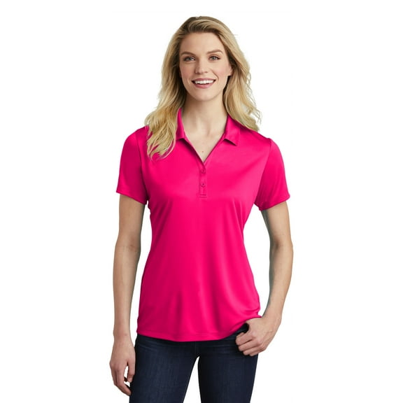 Sport Tek Adult Female Women Plain Short Sleeves Polo Pink Raspberry X-Large