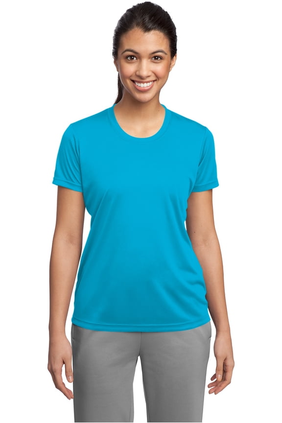 Sport Tek Adult Female Women Plain Short Sleeves T-Shirt Atomic Blue 2X-Large