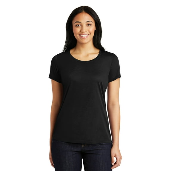 Sport Tek Adult Female Women Plain Short Sleeves T-Shirt Black Large