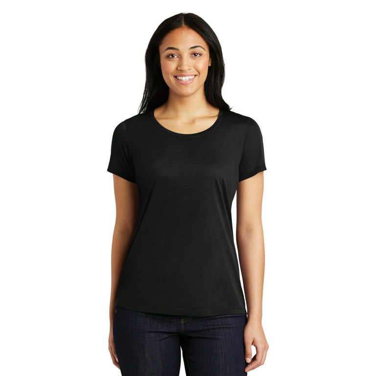 Sport Tek Adult Female Women Plain Short Sleeves T-Shirt Black X-Large 