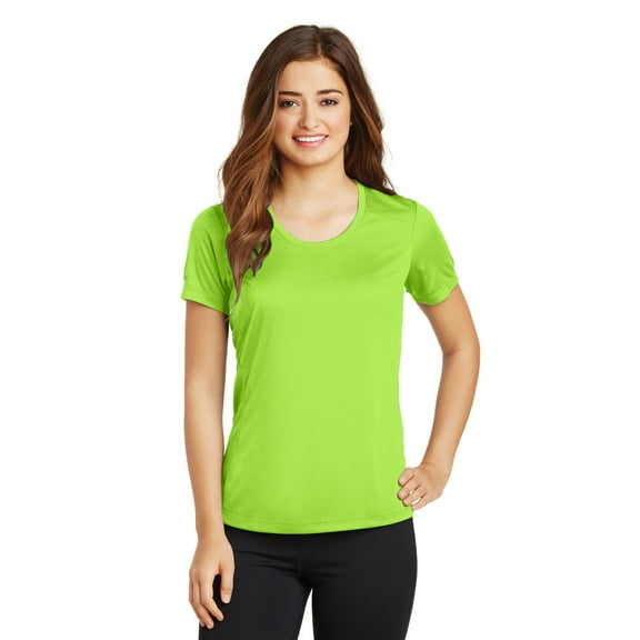 Sport Tek Adult Female Women Plain Short Sleeves T-Shirt Lime Shock 4X-Large