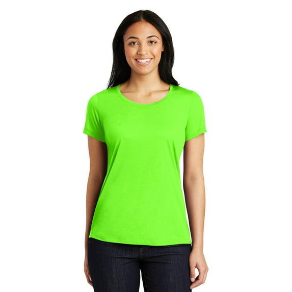 Sport Tek Adult Female Women Plain Short Sleeves T-Shirt Neon Green 2X-Large