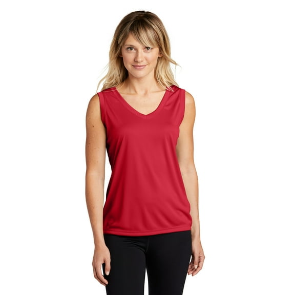 Sport Tek Adult Female Women Plain sleeveless T-Shirt True Red X-Small