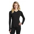 thumbnail image 1 of Sport Tek Adult Female Women V-Neck Plain Long Sleeves Pullover Black Large, 1 of 4