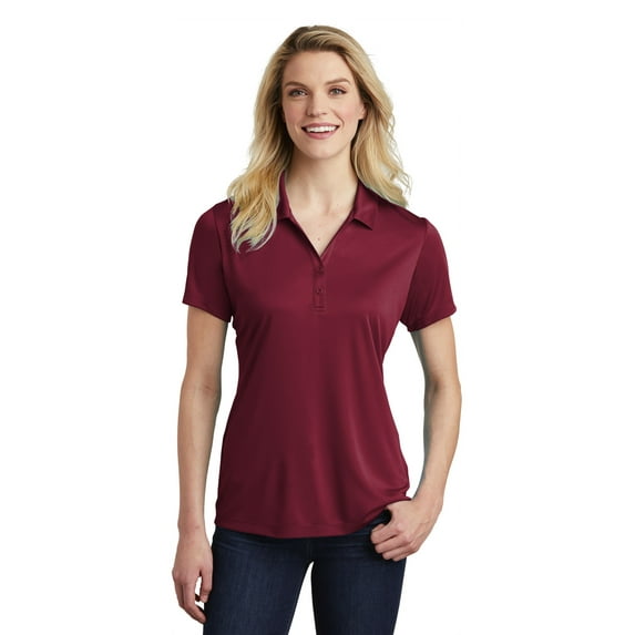 Sport Tek Adult Female Women V-Neck Plain Short Sleeves Polo Maroon Large
