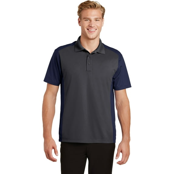 Sport Tek Adult Male Men Color Blocked Polo Iron Gy/Tr Nvy 2X-Large