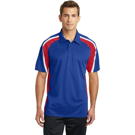Sport Tek Adult Male Men Color Blocked Polo Tr Roy/Red/Wht 3X-Large