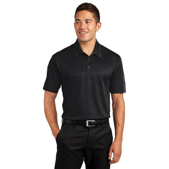 Sport Tek Adult Male Men Color Blocked Short Sleeves Polo Black/Grey X-Small