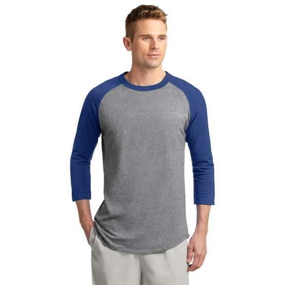 Sport Tek Adult Male Men Colorblock 3/4-Sleeve Jersey Heathr/Gry/Roy 2X-Large