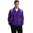thumbnail image 1 of Sport Tek Adult Male Men Colorblock Jacket Purple/White 4X-Large Tall, 1 of 2
