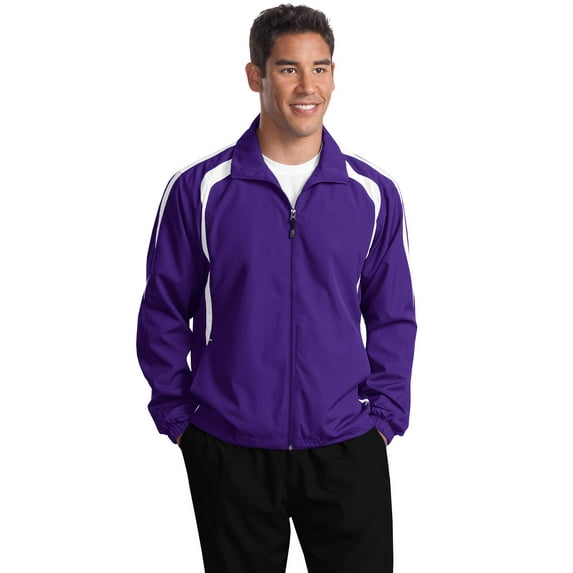 Sport Tek Adult Male Men Colorblock Jacket Purple/White 4X-Large Tall