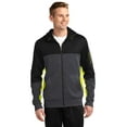 thumbnail image 1 of Sport Tek Adult Male Men Colorblock Long Sleeves Jacket Blk/Gph/Citron Medium, 1 of 6