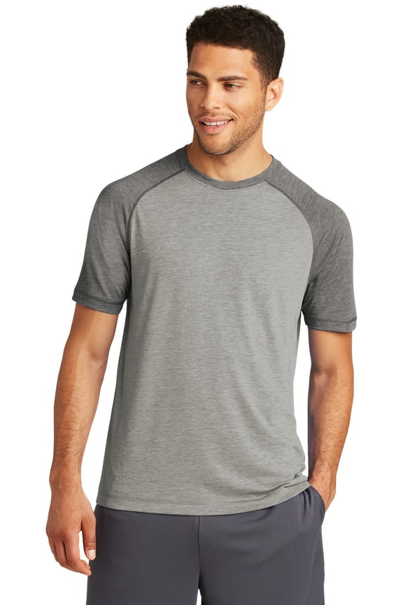 Sport Tek Adult Male Men Electric Heather T-Shirt Dk Gry He/LGH Small