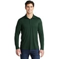 thumbnail image 1 of Sport Tek Adult Male Men Plain Long Sleeves Polo Forest Green X-Small, 1 of 4