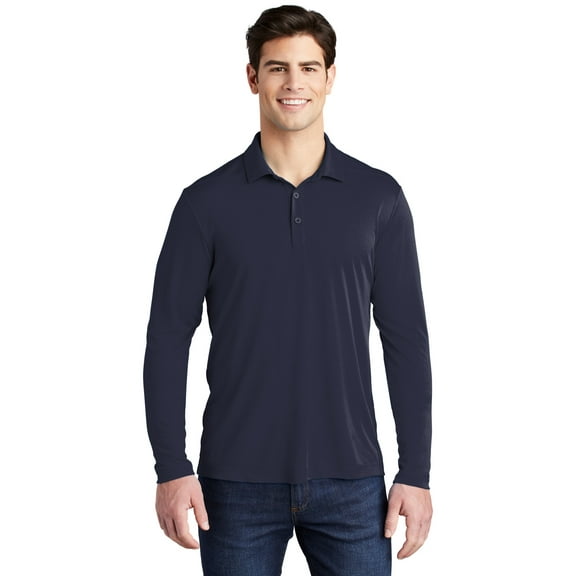 Sport Tek Adult Male Men Plain Long Sleeves Polo True Navy X-Large