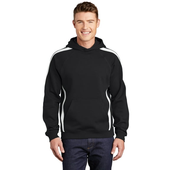 Sport Tek Adult Male Men Plain Long Sleeves Pullover Black/White X-Small