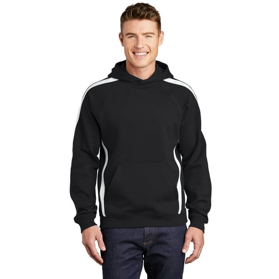 Sport Tek Adult Male Men Plain Long Sleeves Pullover Black/White X-Small