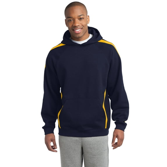 Sport Tek Adult Male Men Plain Long Sleeves Pullover Tr Navy/Gold X-Large