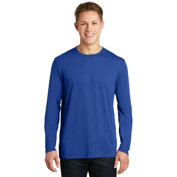Sport Tek Adult Male Men Plain Long Sleeves T-Shirt True Royal X-Small