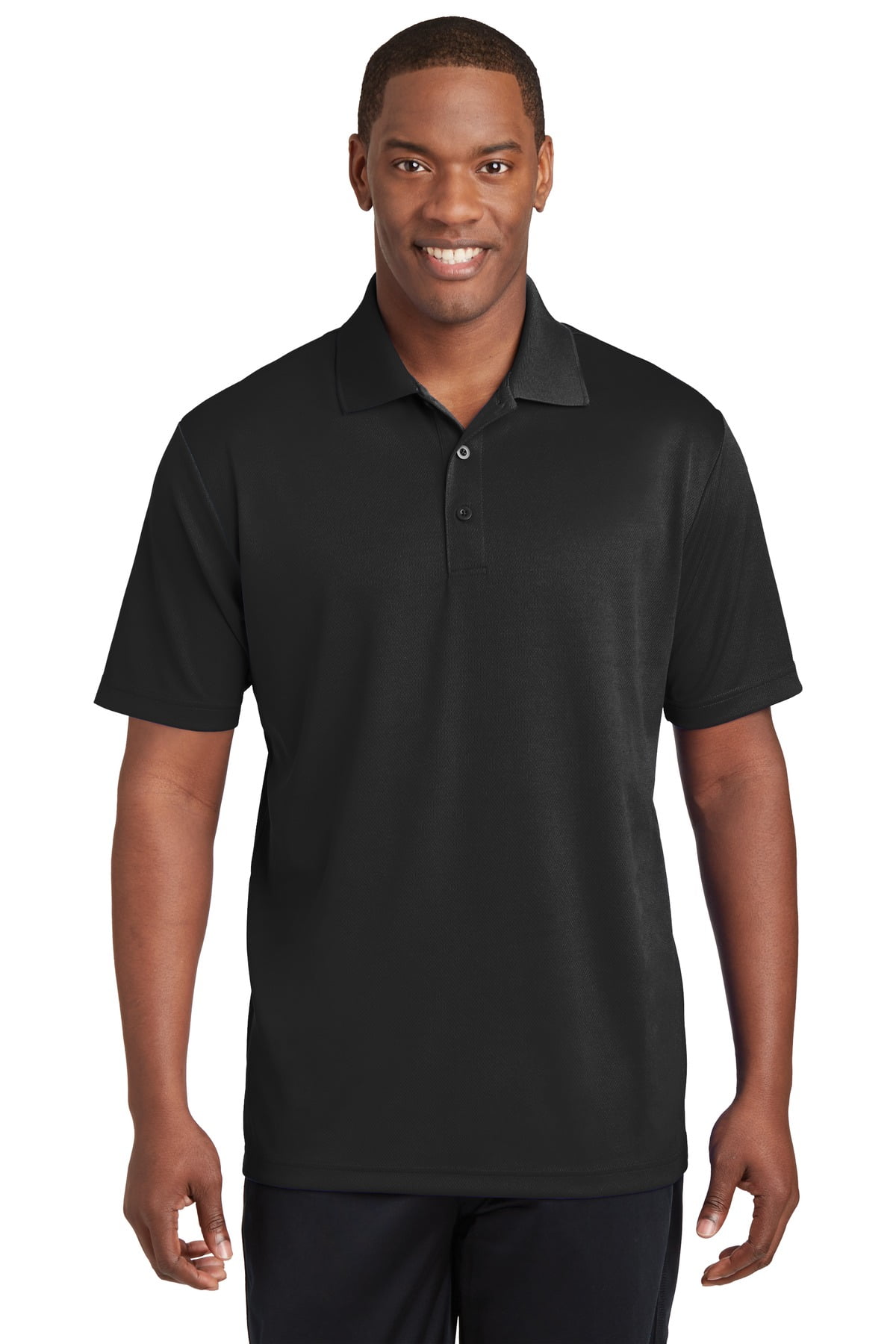 Sport-Tek Men's RacerMesh Polo Shirt with Collar, Black, Size 3XL