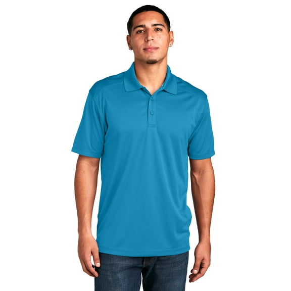 Sport Tek Adult Male Men Plain Short Sleeves Polo Blue Wake X-Large
